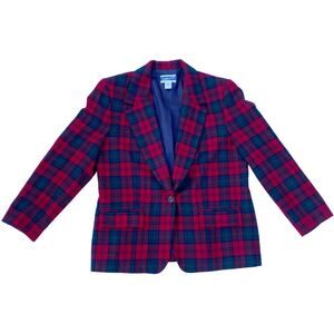 Pendleton Wool Plaid Blazer Red Green Christmas Vintage Womens Size 12